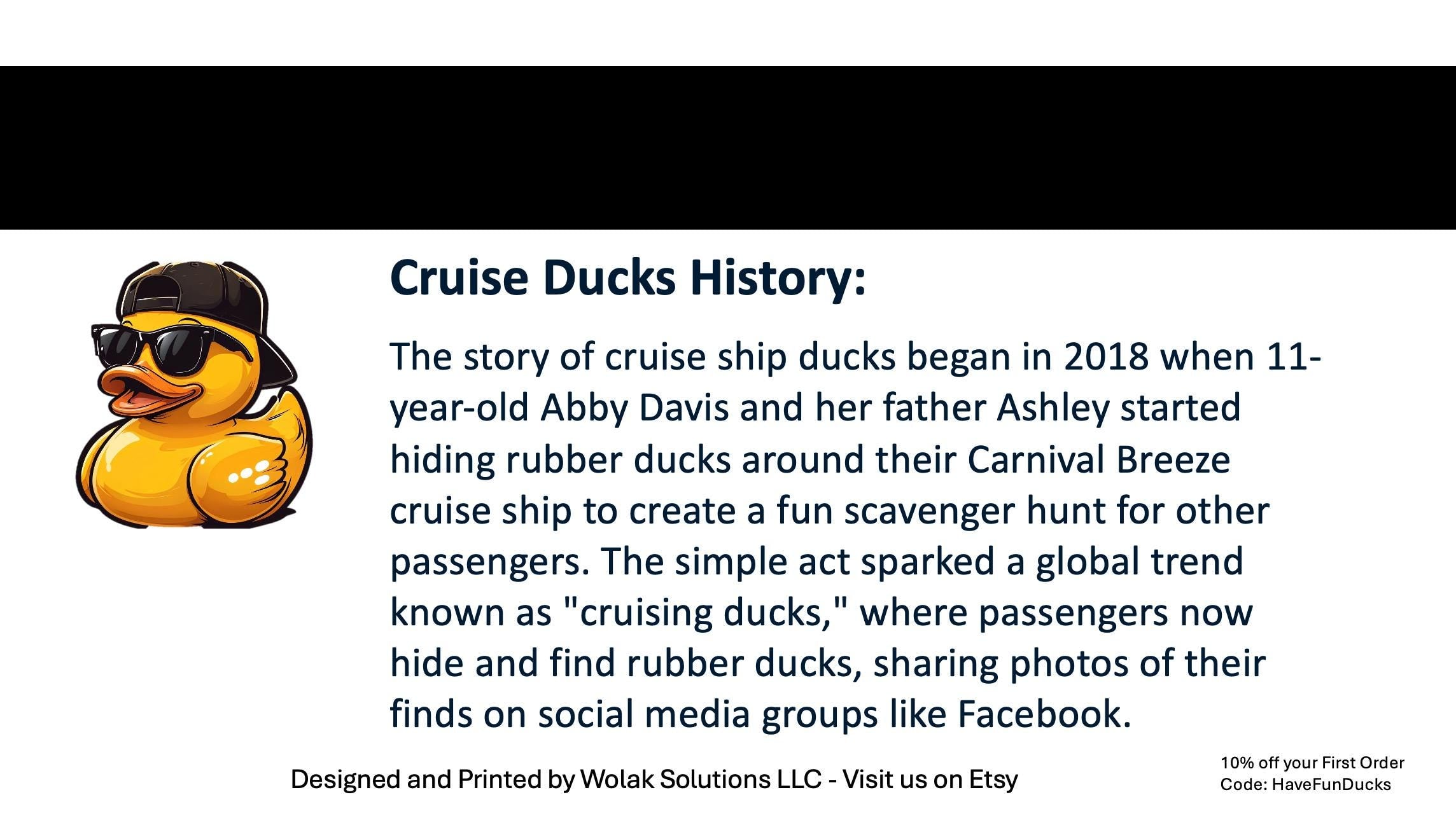 Personalized Carnival Cruise Ducks Set: Laminated Tags & String Included